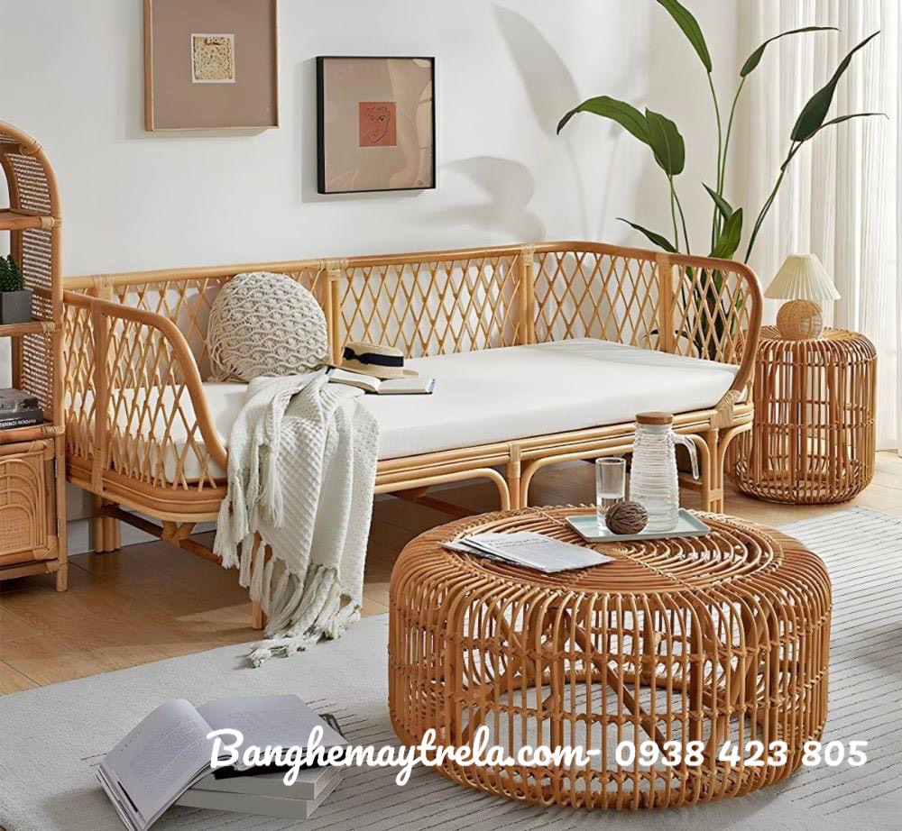 Ghế sofa mây tự nhiên hiện đại lưng caro